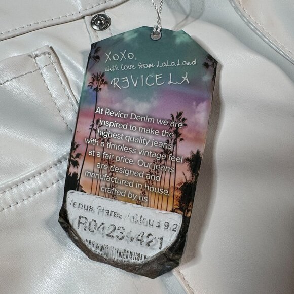 Revice White Vegan Leather Mid-Rise Flared Wide Leg Pants 23 (ACT22x33) NWT - Picture 14 of 16